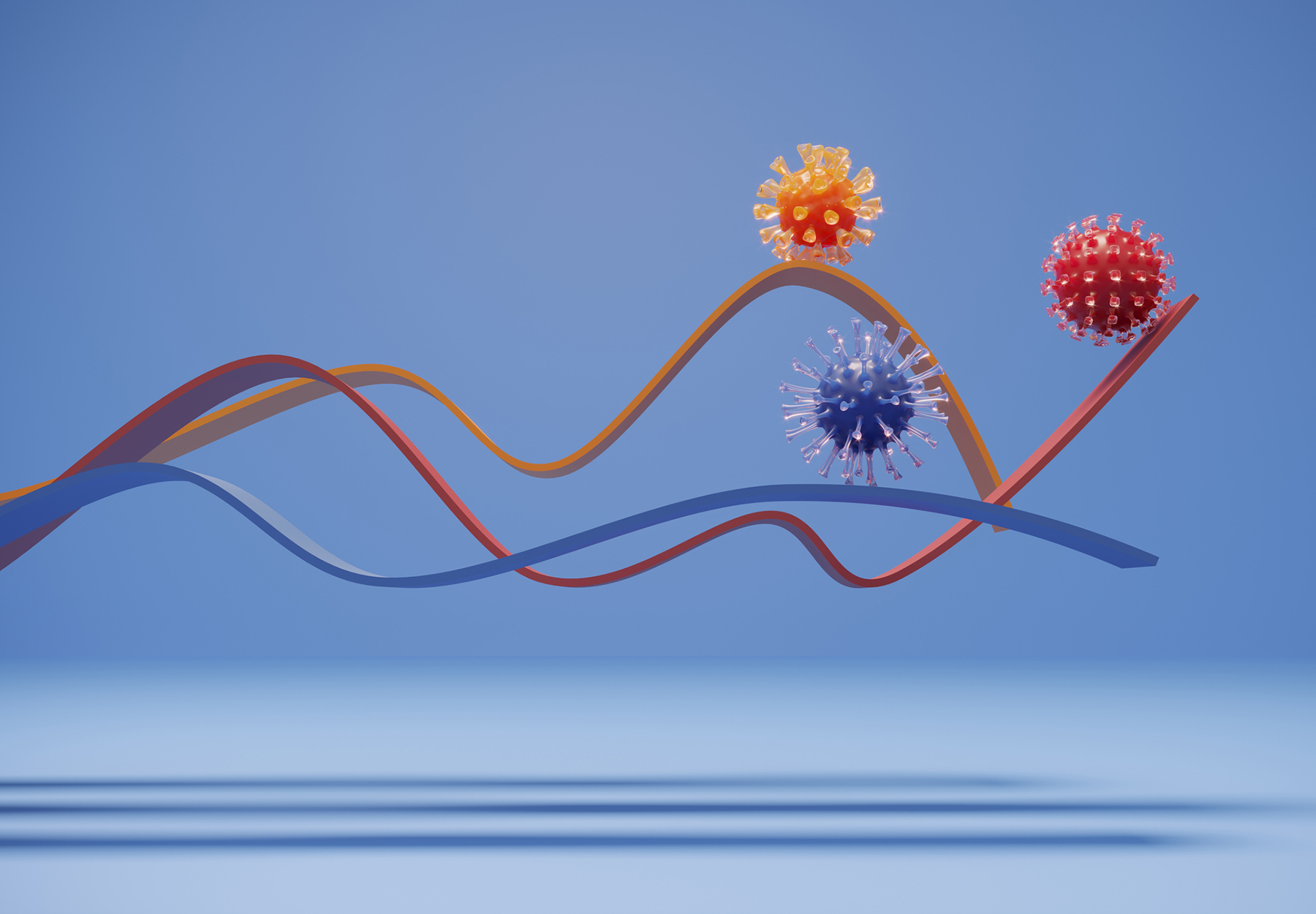 The graphs of different colored viruses (3D render)